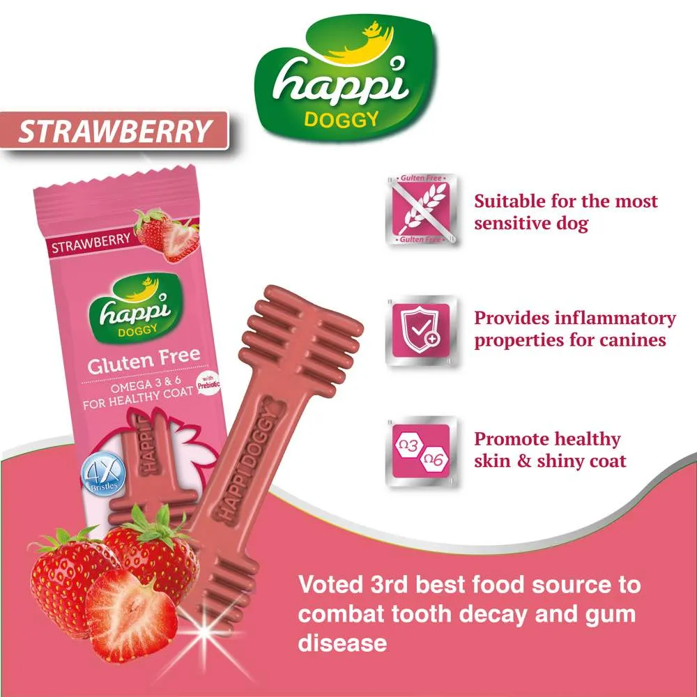10 FOR $12: Happi Skippi (Doggy) Zest Strawberry 4 Inch Dental Dog Chew 25g