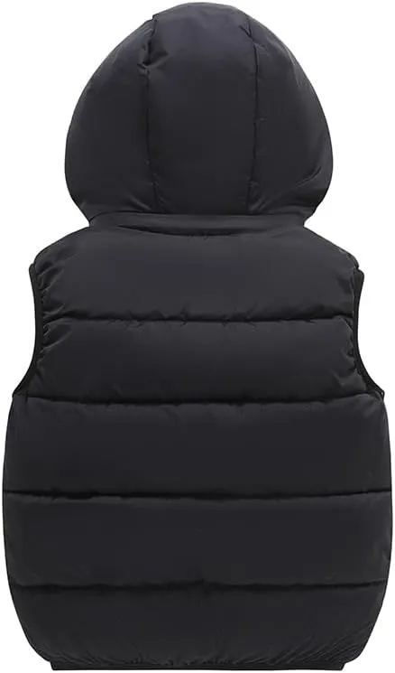 AMIYAN Toddler Winter Puffer Vest Boys Hooded Sleeveless Jacket Lightweight Warm Down Coat with Pocket for Kids 1-7 Years