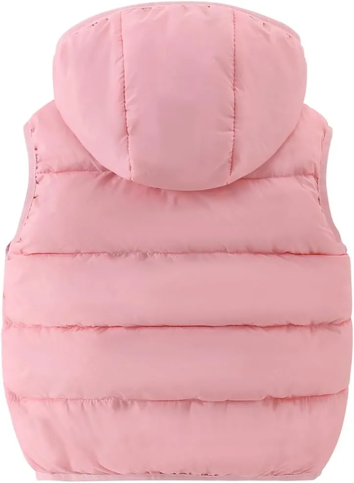 AMIYAN Toddler Winter Puffer Vest Boys Hooded Sleeveless Jacket Lightweight Warm Down Coat with Pocket for Kids 1-7 Years