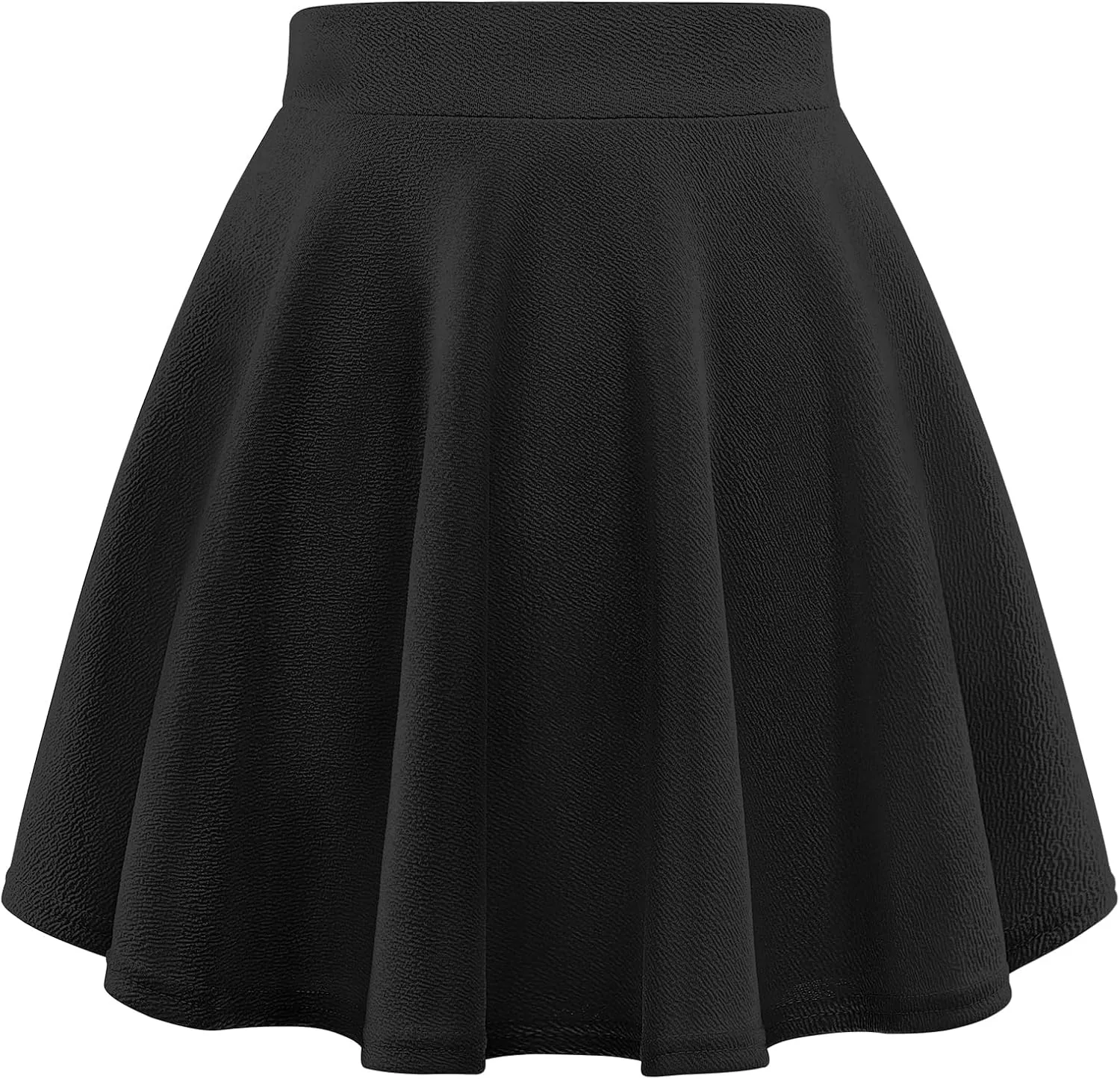 Auranso Girls Mini Skirt Stretch Waist Casual Flared Plain Pleated Skater Skirt
