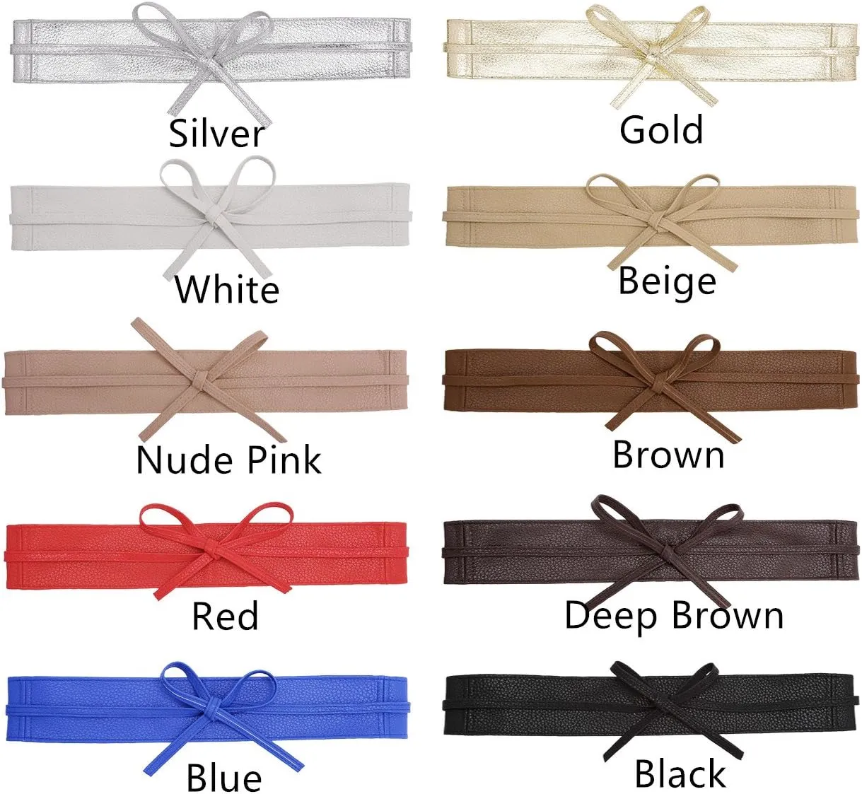 Ayliss Women Soft PU Leather Obi Belt Self Tie Wrap Cinch Belt Fashion Bowknot Waistband Wrap Belt for Dress Jumpsuit