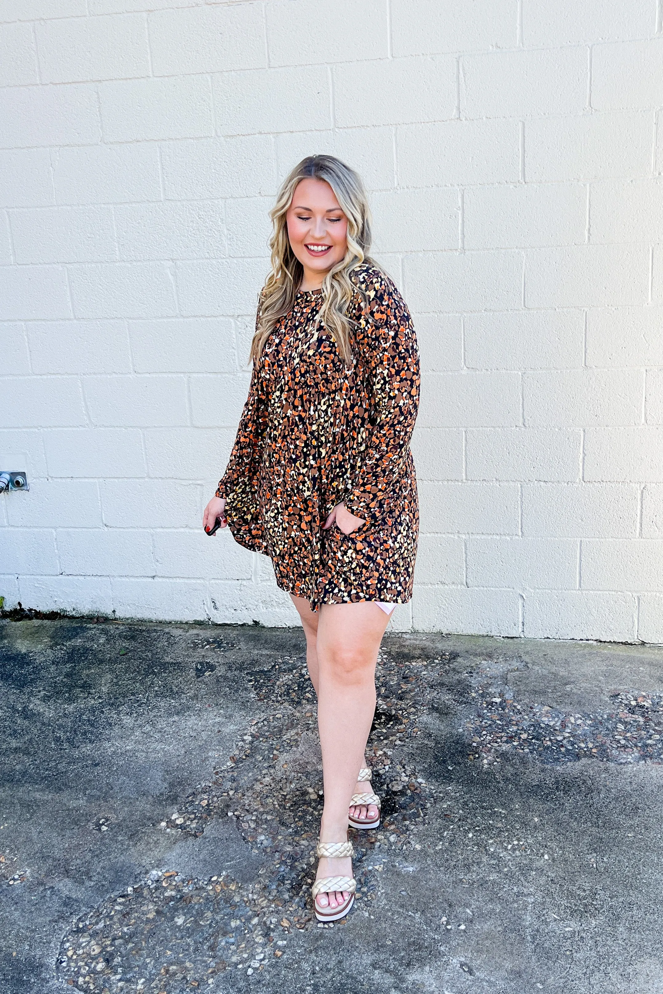 Back and Forth Fall Leopard Babydoll Dress
