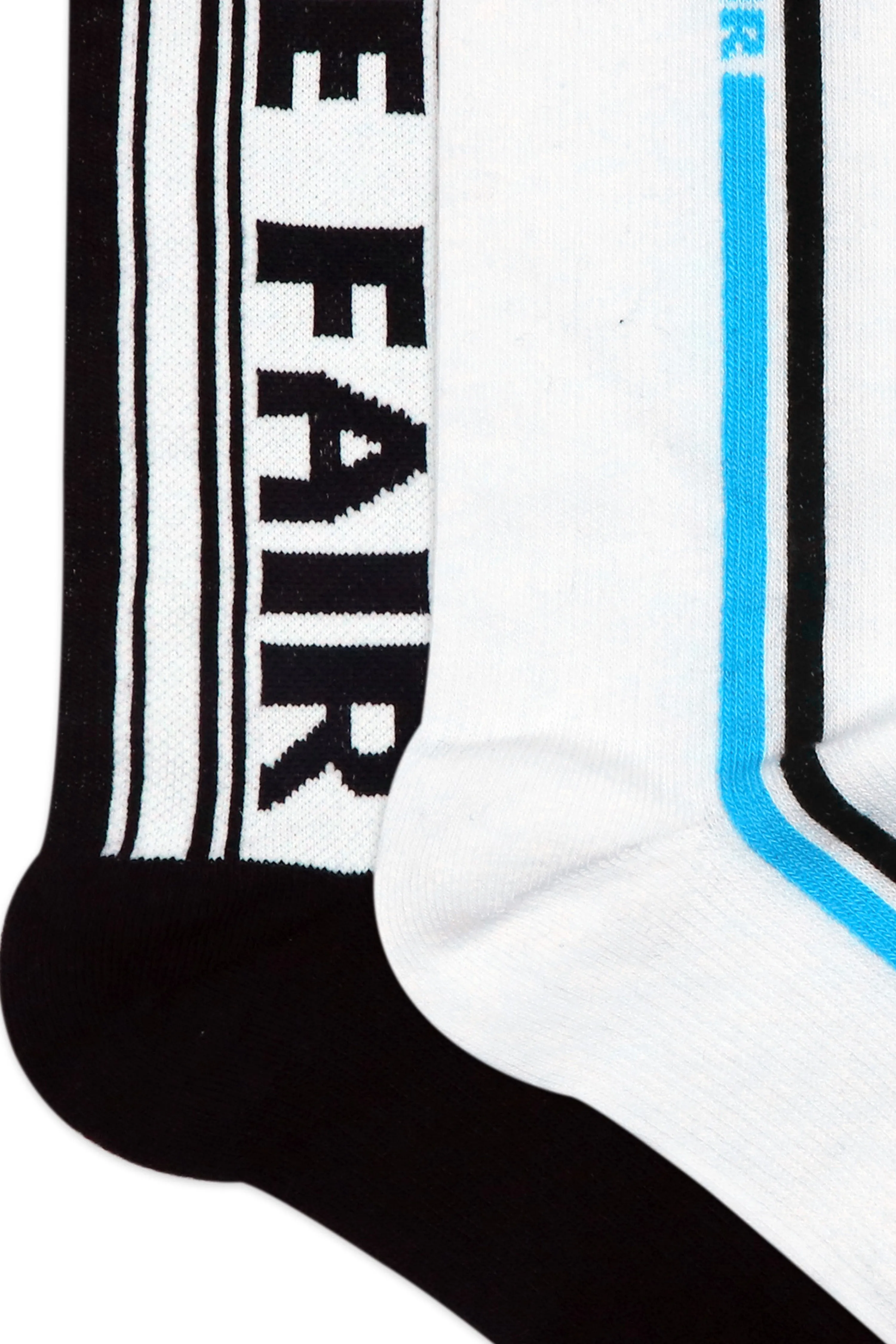 Balenzia Men's Fairtrade  Organic Cotton Crew length (Pack of 2 Pairs/1U) (Black & White)