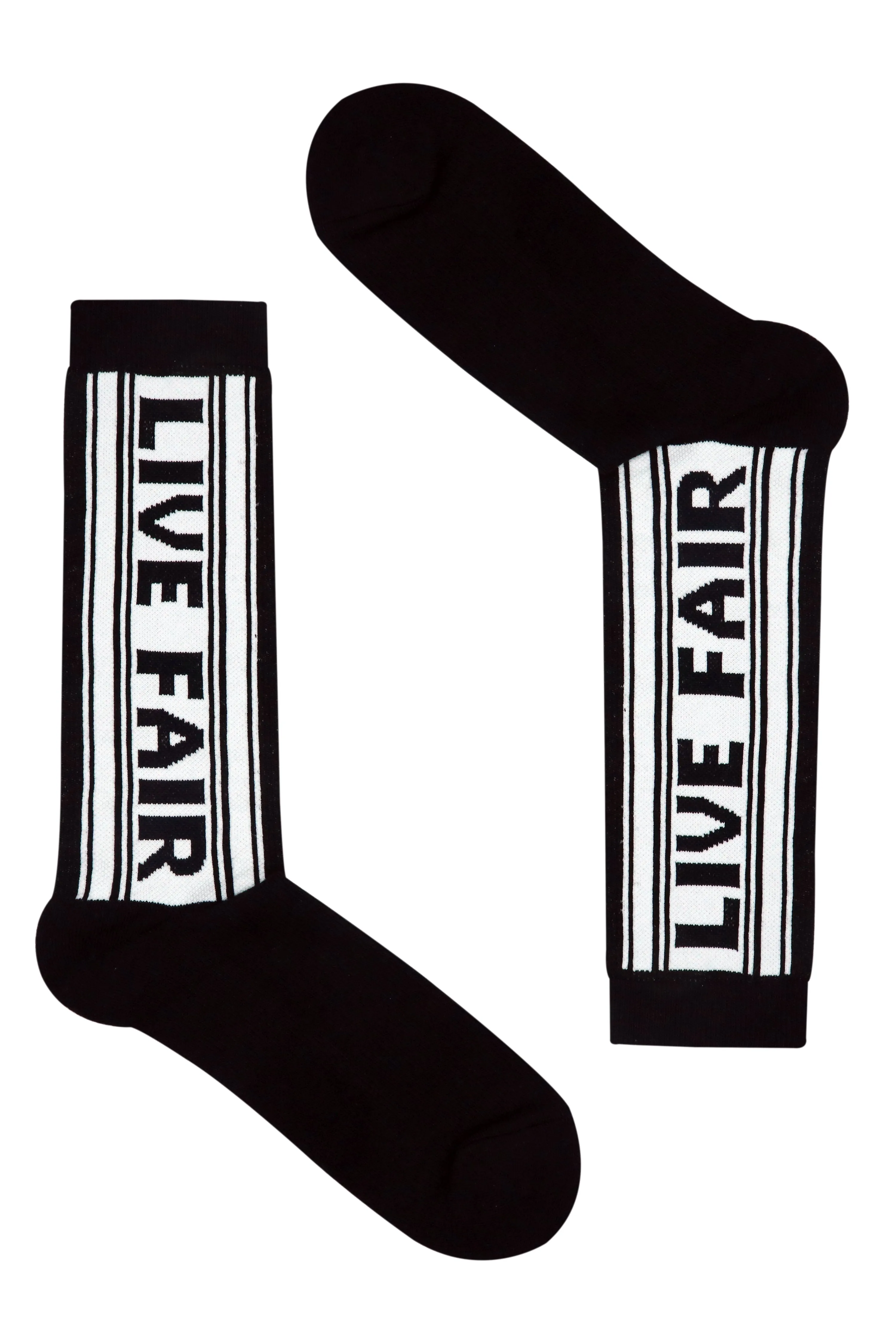 Balenzia Men's Fairtrade  Organic Cotton Crew length (Pack of 2 Pairs/1U) (Black & White)