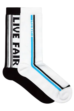 Balenzia Men's Fairtrade  Organic Cotton Crew length (Pack of 2 Pairs/1U) (Black & White)