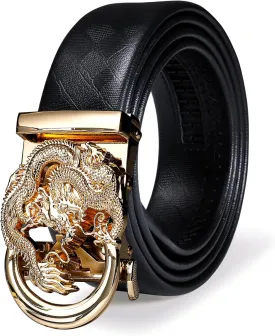 Barry.Wang Mens Ratchet Belt,Genuine Leather Belts 1 3/8" Automatic Buckle Carnival Dress Casual,Trim To Fit