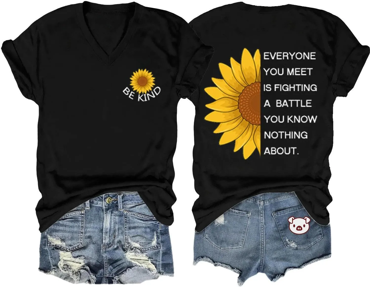 Be Kind Shirts for Women Kindness Teacher Tshirts Novelty Sunflower Inspirational Graphic Tee