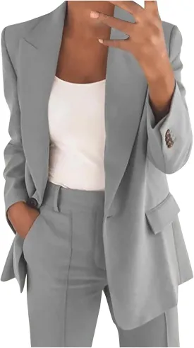 Blazers for Women 2024 Casual Plus Size Business Coats Dressy Loose Button Down Cardigan Work Suit Jacket with Pocket