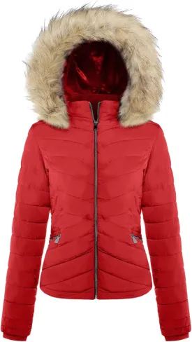 BodiLove Women's Warm Winter Quilted Puffer Short Coat High Collar Jacket with Removable Faux Fur Hood