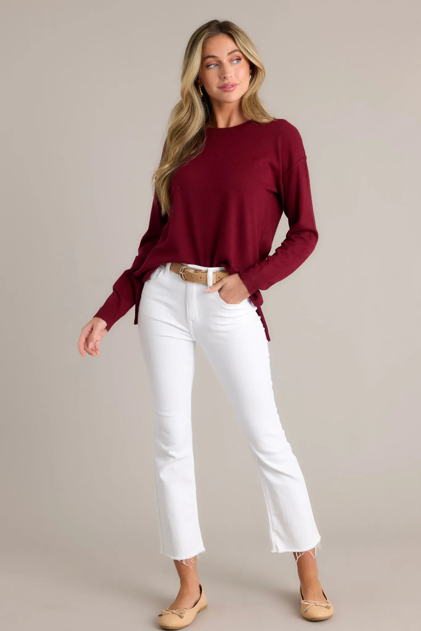 Bonfire Weekends Burgundy Sweater
