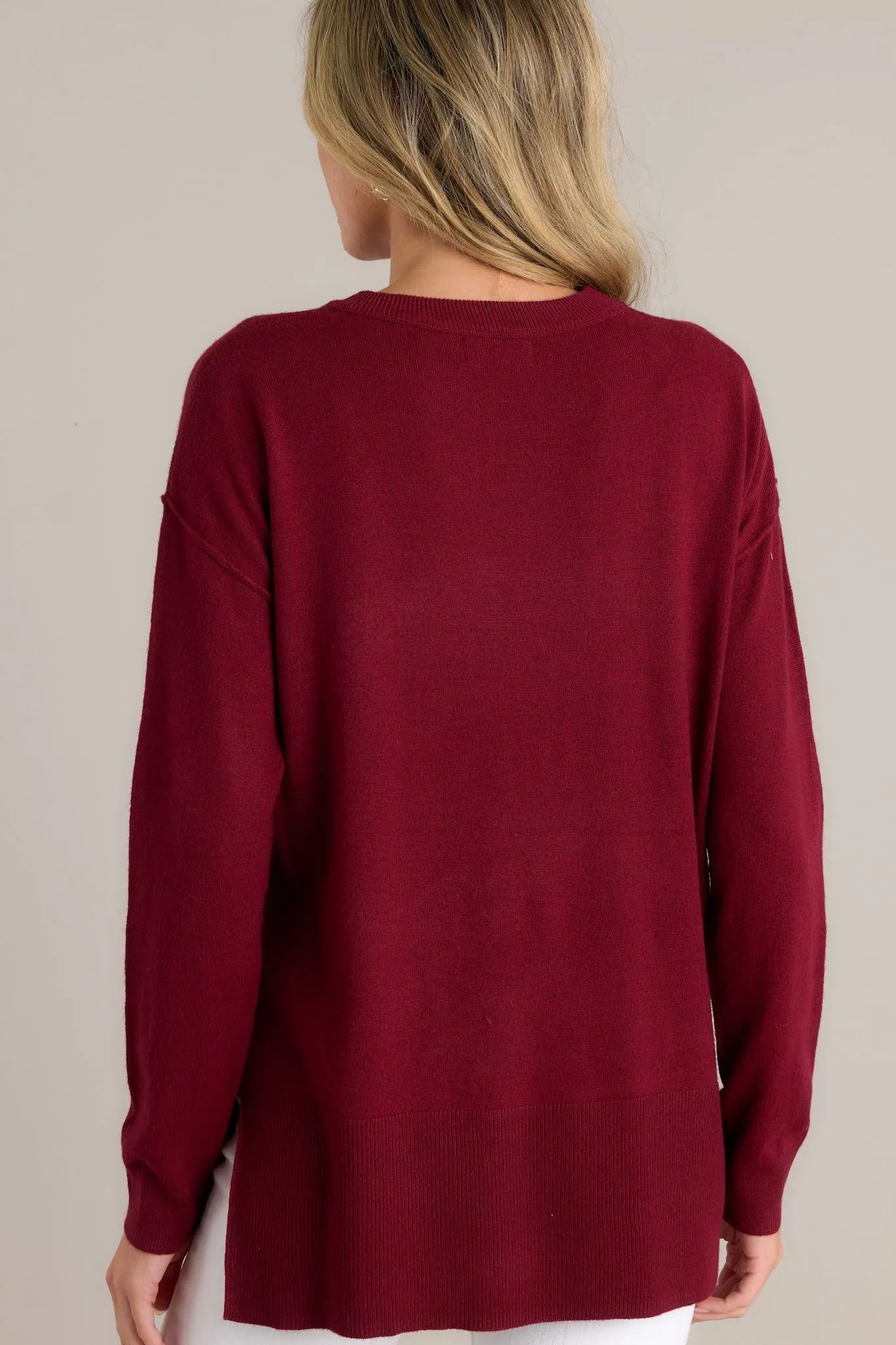 Bonfire Weekends Burgundy Sweater