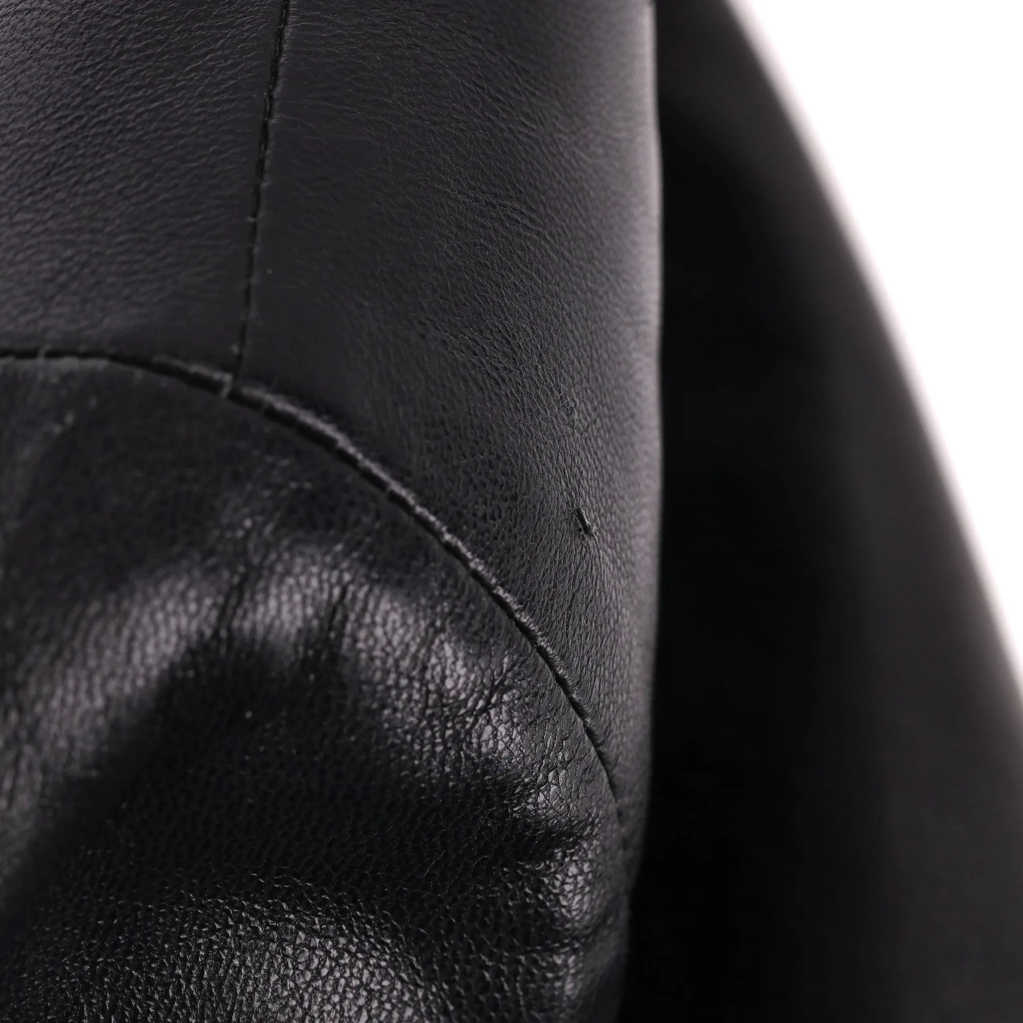 Chanel Leather Bomber Jacket With Pearl Buttons. Size 42IT