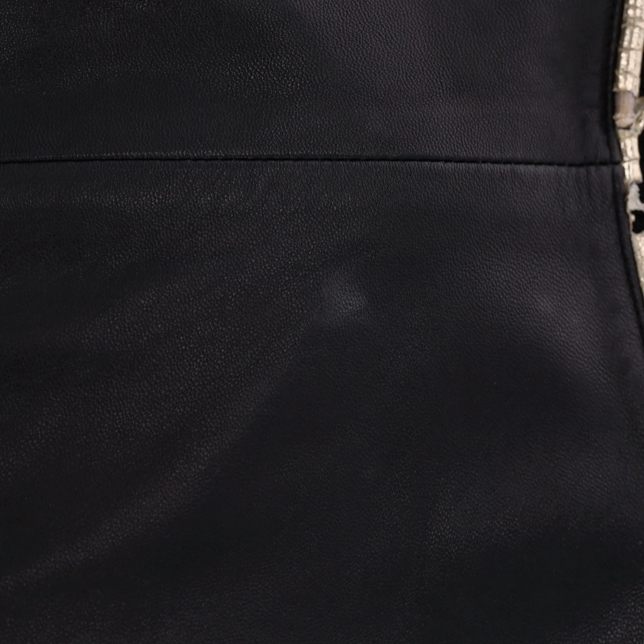 Chanel Leather Bomber Jacket With Pearl Buttons. Size 42IT