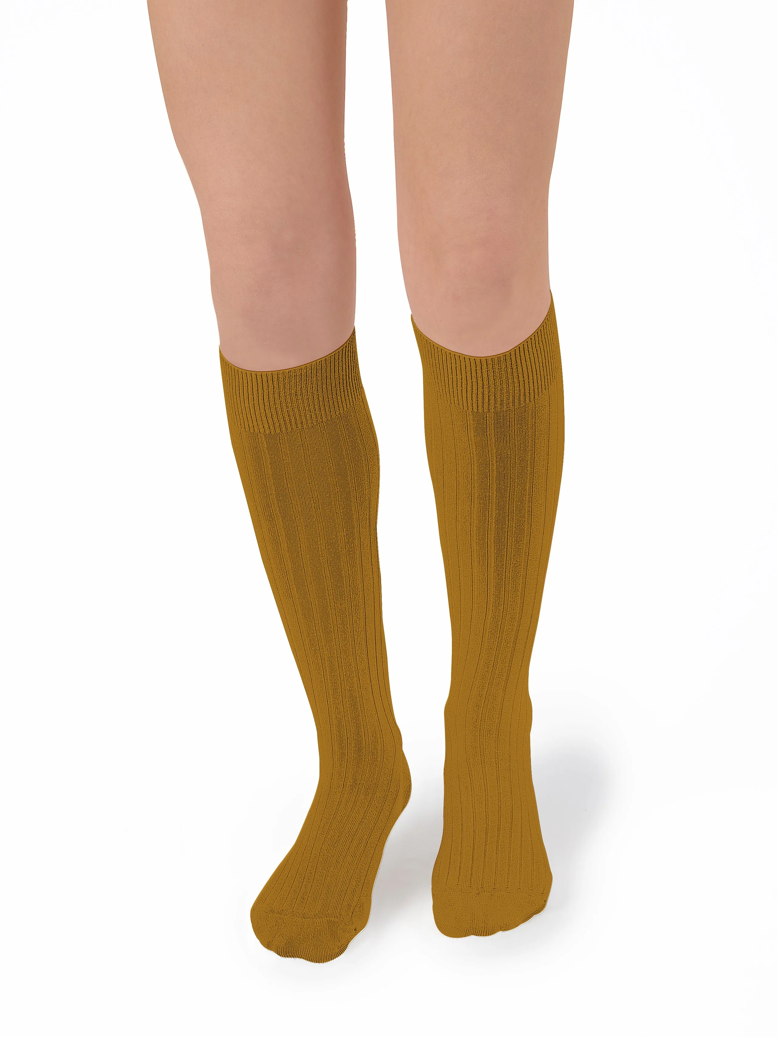 Collegien Ribbed Knee High Socks / Moutarde de Dijon