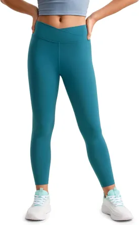 CRZ YOGA Girls Butterluxe Crossover Athletic Leggings - High Waist V Cross Kids Lounge Pants Yoga Active Dance Running Tights