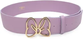 Disney Belt, Minnie Mouse Gold Bow Buckle, Lilac, Vegan Leather Belt