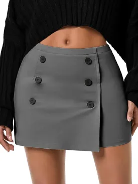 EXLURA Womens Button Bodycon Mini Skirt Sexy Night Club High Waist Elastic Y2K Trendy Short Plaid Skirts