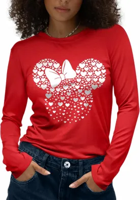 Flafens Long Sleeve T Shirts for Women - Crewneck Womens Graphic Tees Cotton Cute Cool Tshirts Teens Girls Girly