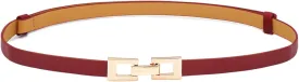 Glamorstar Skinny Belts for Women Thin PU Leather Waist Belt with Gold Buckle for Dresses