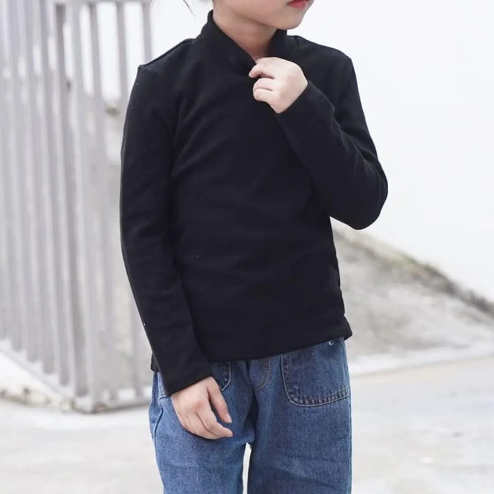 KISBINI Turtleneck Tshirt Cotton Long Sleeve Shirt Unisex Boys Girls Tees Tops