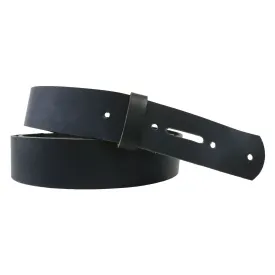 Matte Black West Tan Buffalo Leather Belt Blank With Matching Keeper, 48"-60"  Length