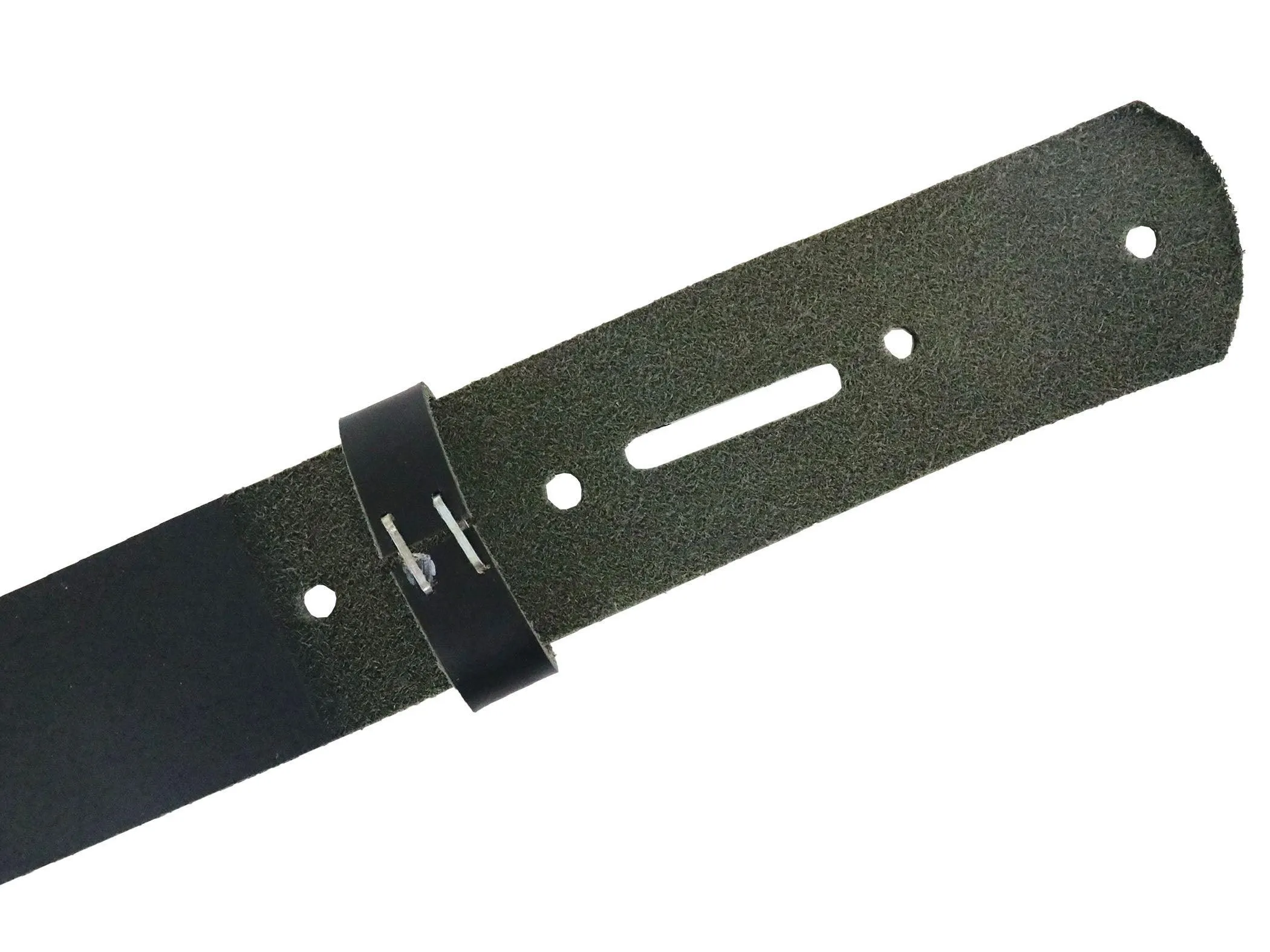 Matte Black West Tan Buffalo Leather Belt Blank With Matching Keeper, 48"-60"  Length
