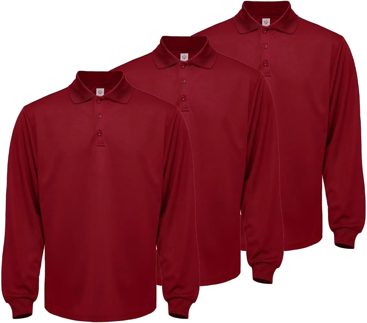 Men's Long Sleeve Polo T-Shirt Gym Pack Tactical Golf Shirts Moisture Wicking Quick Dry Shirts UPF 50 