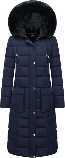 MOERDENG Women's Waterproof Long Winter Coat Thickened Down Alternative Jacket Warm Puffer Jacket Parka