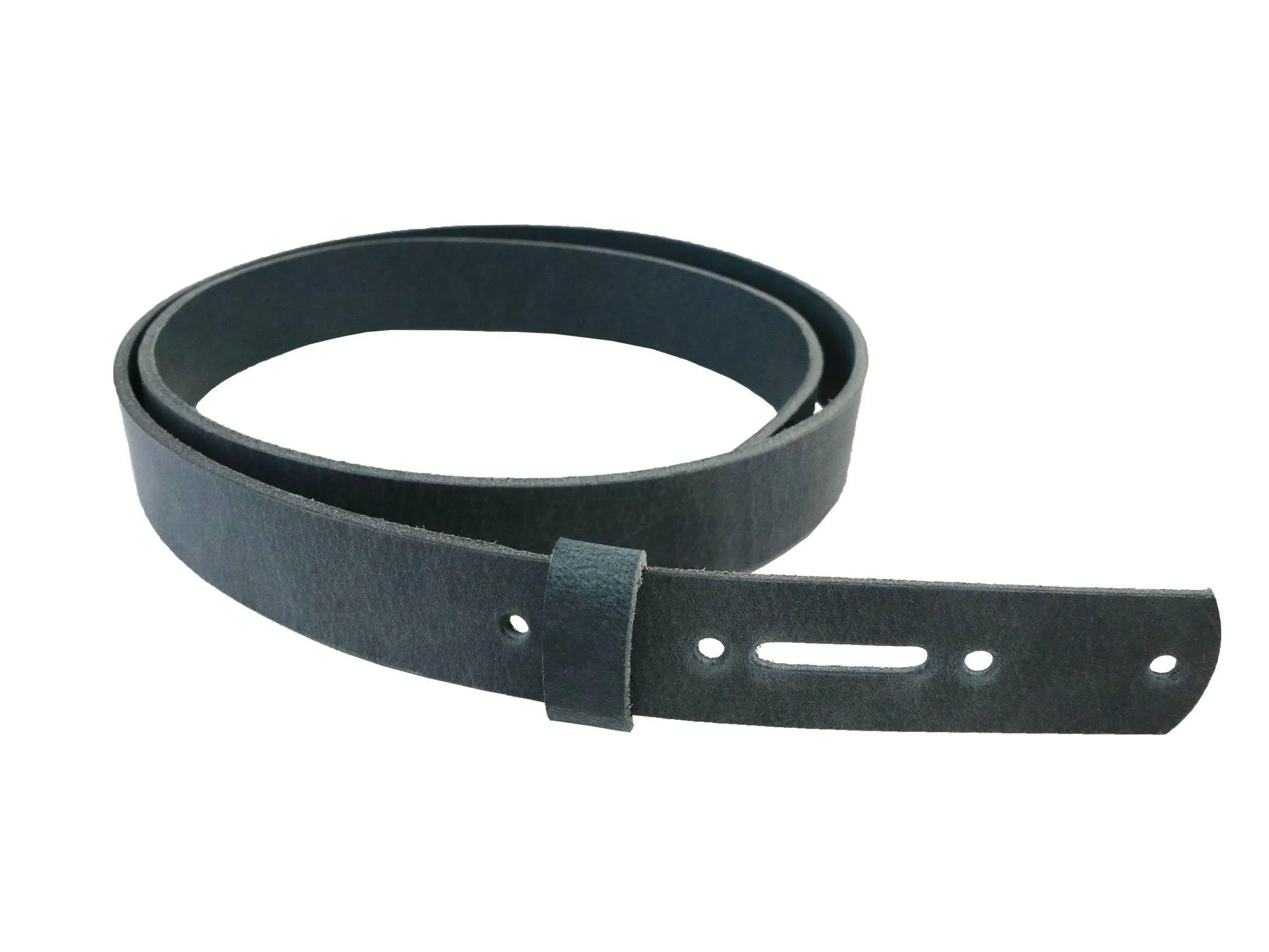 Navy Blue Crazy Horse Buffalo Leather Belt Blank With Matching Keeper, 48"-60" Length