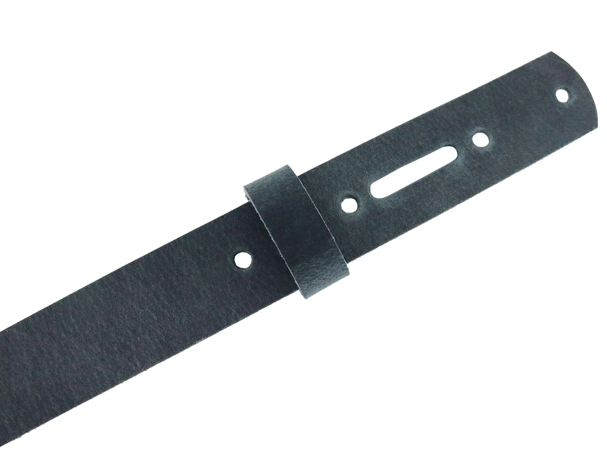 Navy Blue Crazy Horse Buffalo Leather Belt Blank With Matching Keeper, 48"-60" Length