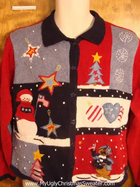 Patriotic Red White and Blue Christmas Sweater