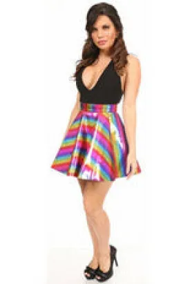 Rainbow Glitter PVC Skater Skirt