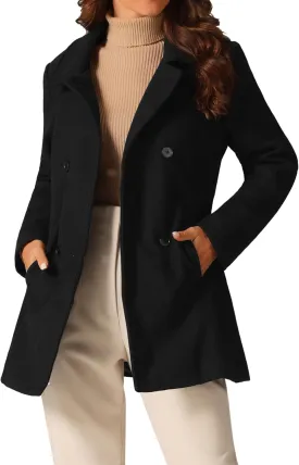 Seta T Women's Long Sleeves Peacoat Double Breasted Button Outerwear Winter Coat