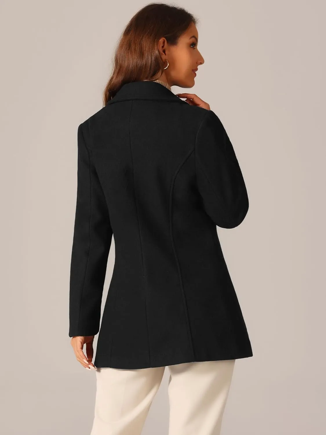 Seta T Women's Long Sleeves Peacoat Double Breasted Button Outerwear Winter Coat
