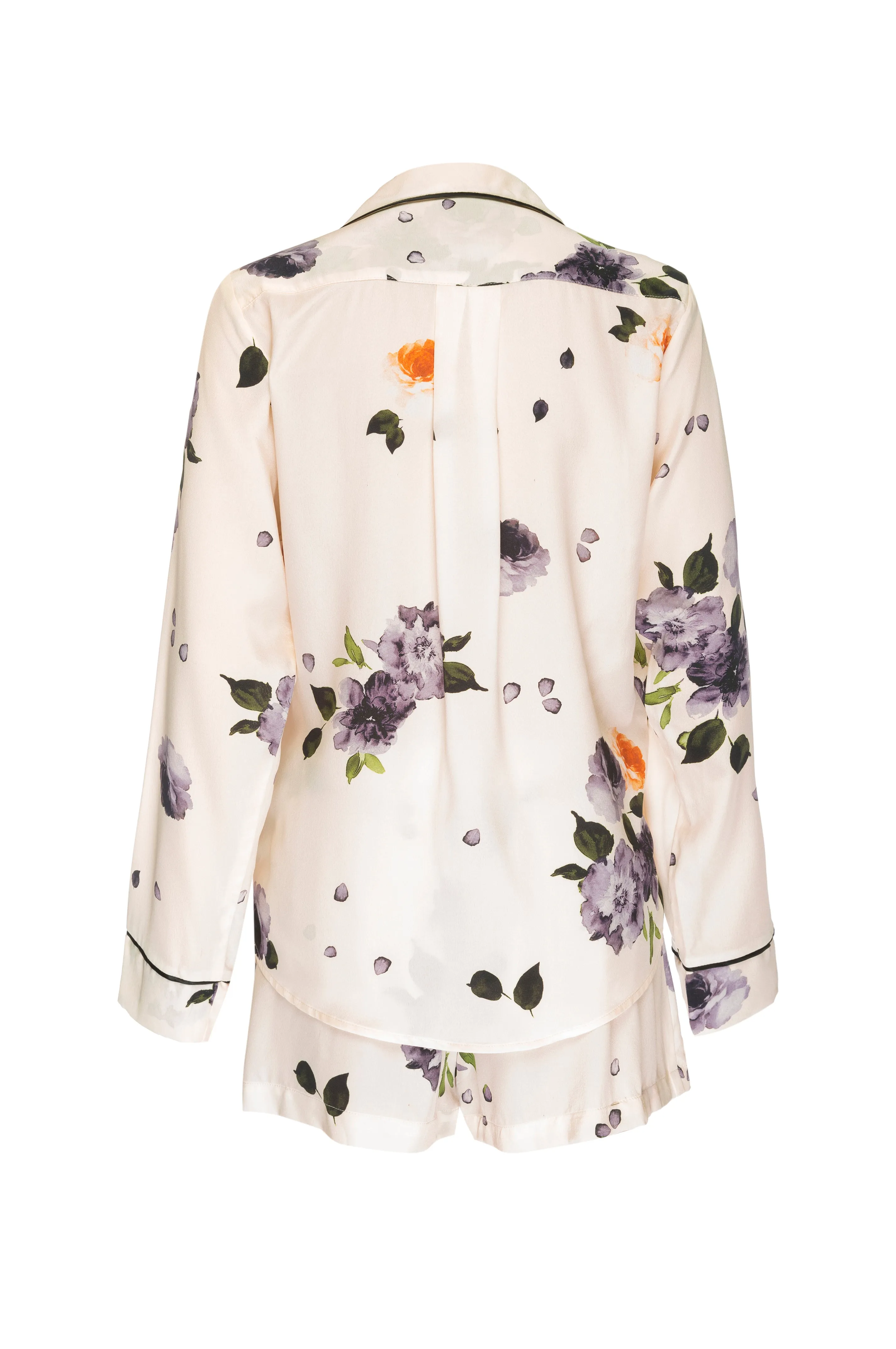 Silk Long Sleeved PJ Top: Garden Floral Print