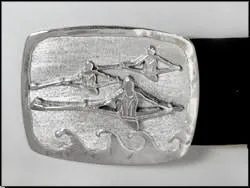 Single Sculls Rowing Race Belt Buckle Sterling Silver