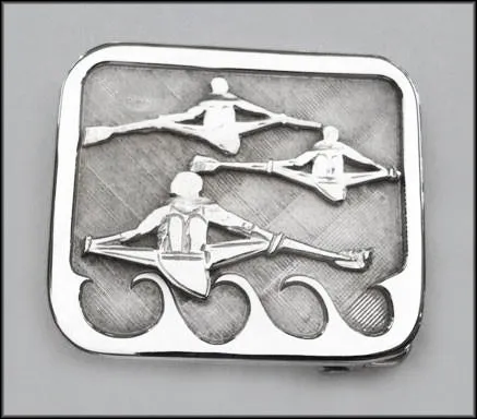 Single Sculls Rowing Race Belt Buckle Sterling Silver