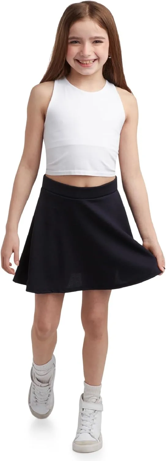 Sweet Hearts Girls Skater Skirt - High Waist Stretch Flare Pleated Mini Uniform Skirts for Girls: Made in USA (Sizes: 5-18)