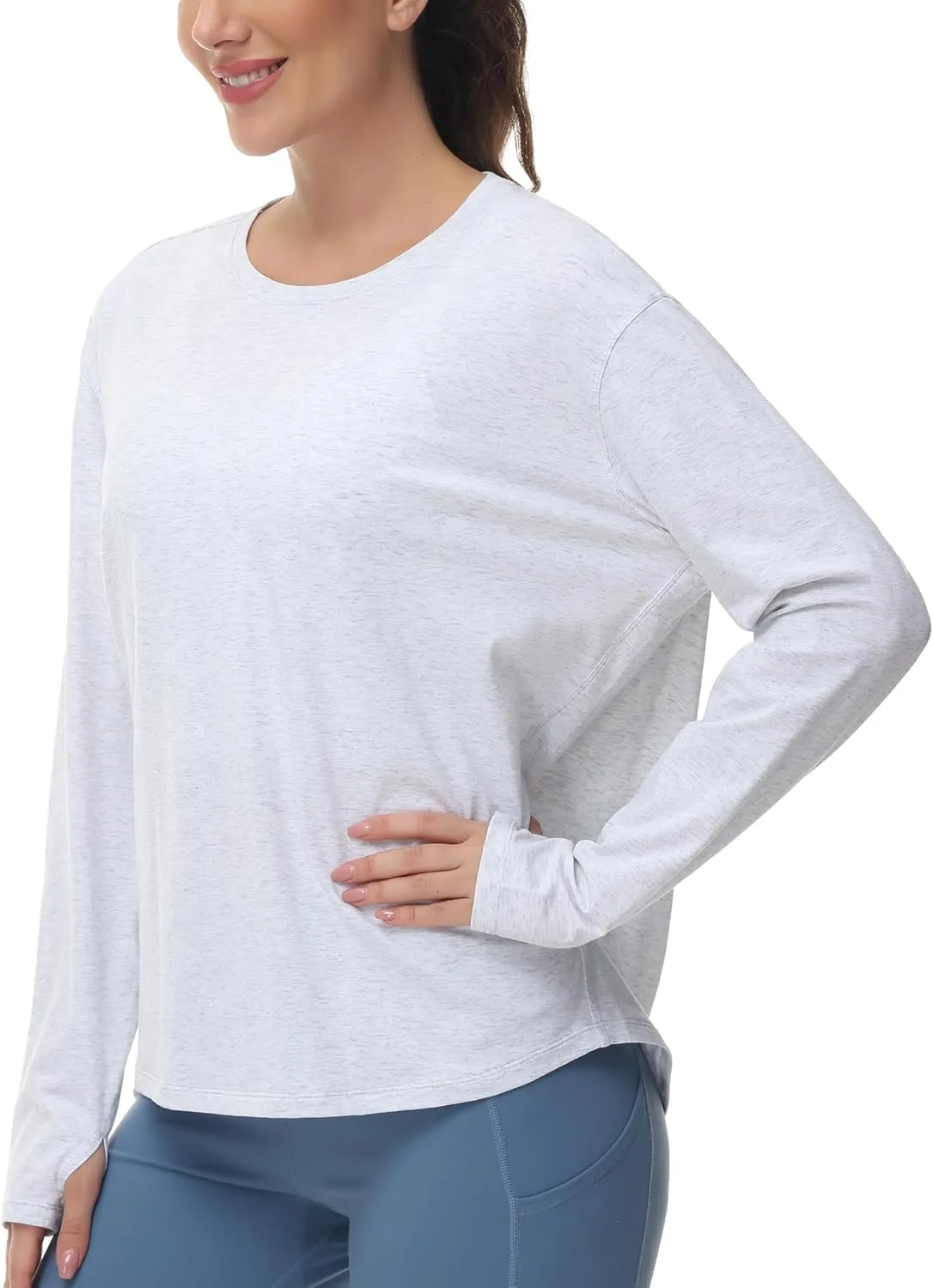 THE GYM PEOPLE Women's Long Sleeve Workout Shirts Back Loose Fit Running Tee Tops with Thumb Hole
