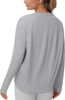 THE GYM PEOPLE Women's Long Sleeve Workout Shirts Back Loose Fit Running Tee Tops with Thumb Hole