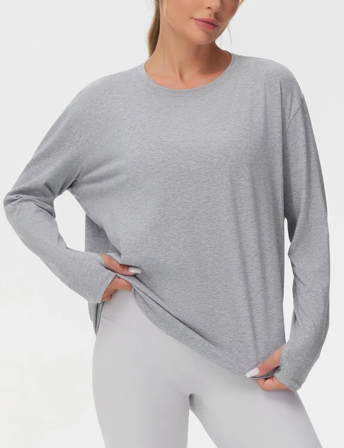 THE GYM PEOPLE Women's Long Sleeve Workout Shirts Back Loose Fit Running Tee Tops with Thumb Hole