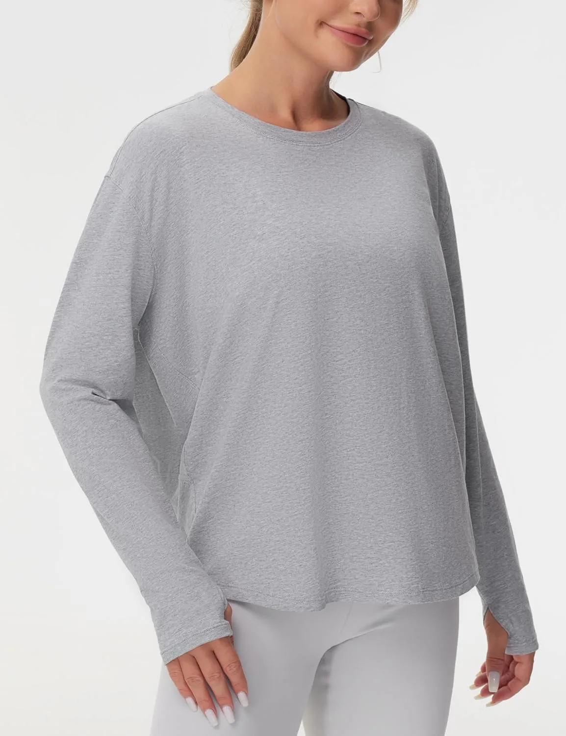 THE GYM PEOPLE Women's Long Sleeve Workout Shirts Back Loose Fit Running Tee Tops with Thumb Hole