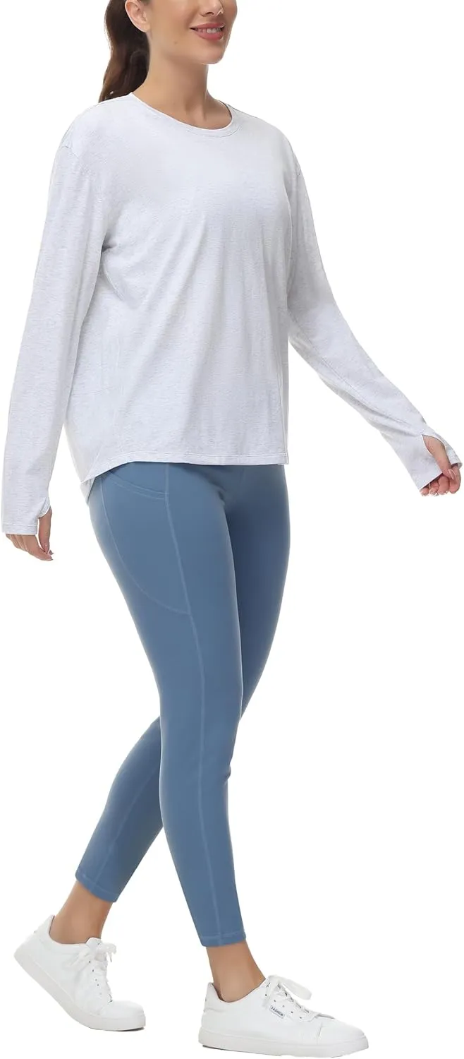 THE GYM PEOPLE Women's Long Sleeve Workout Shirts Back Loose Fit Running Tee Tops with Thumb Hole