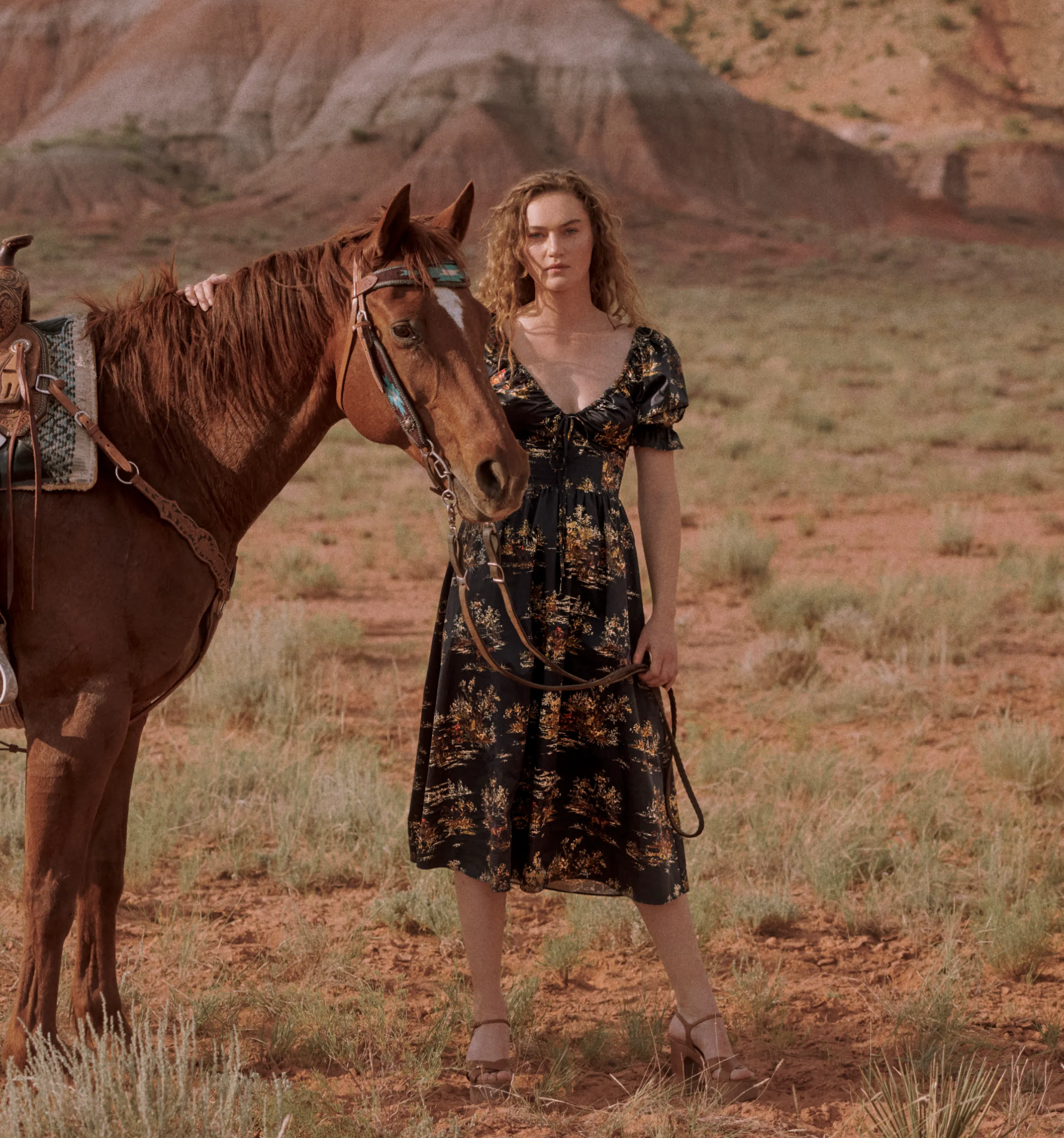 The Ophelia Dress - Navy Equestrian Toile