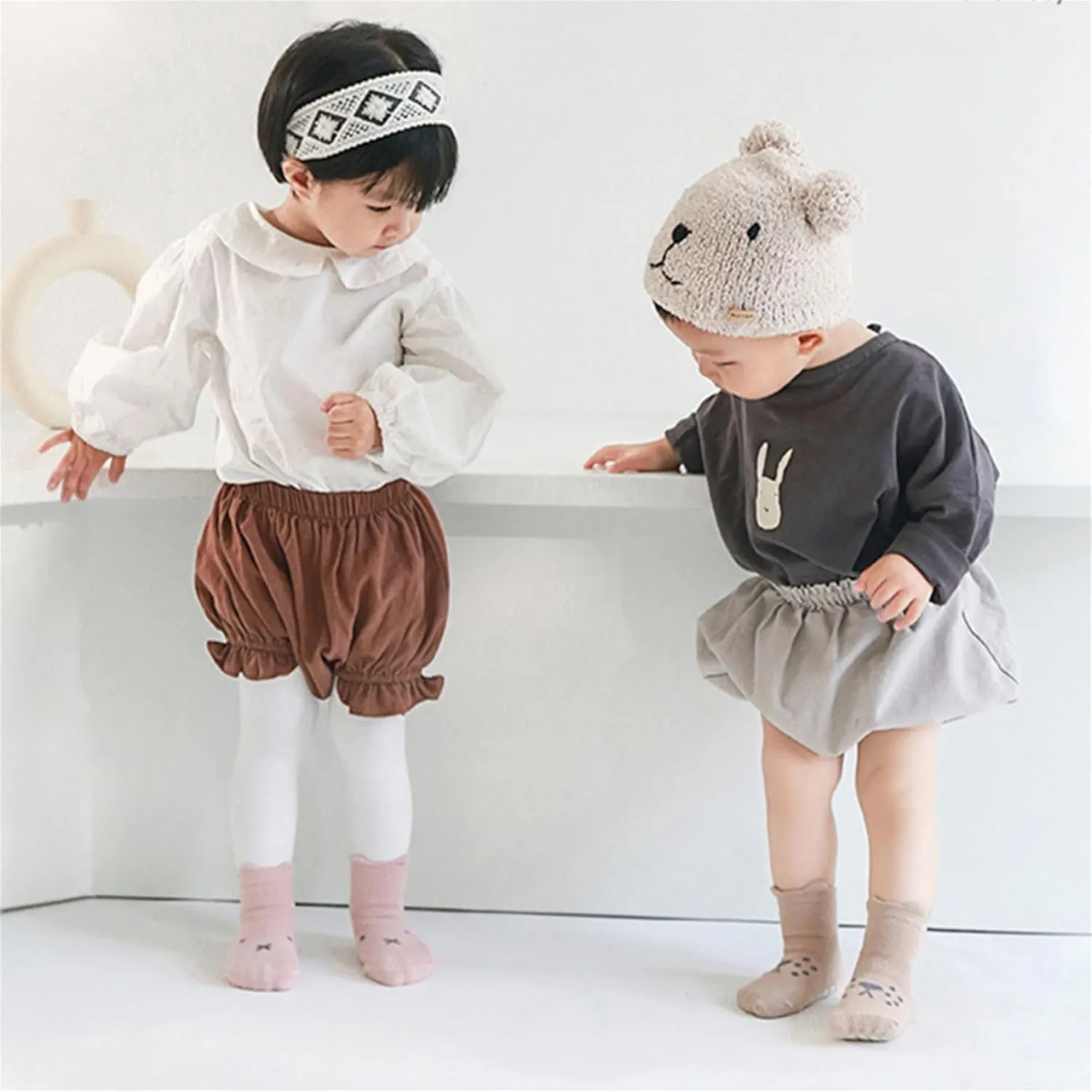 Toddler Non-Skid Socks with Grips Baby Girls Boys Anti-Slip Crew Cartoon Socks for Infants 10 Pairs