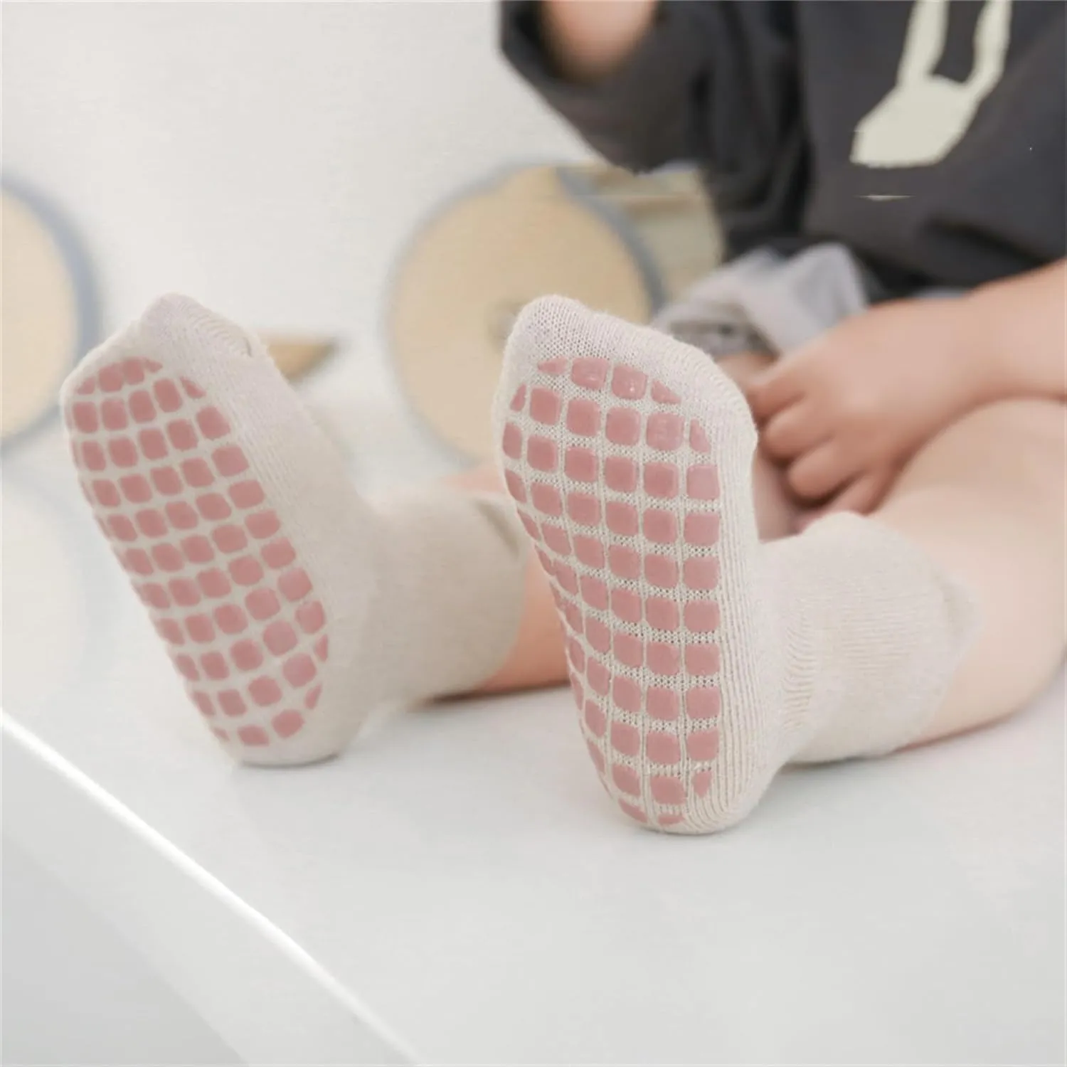 Toddler Non-Skid Socks with Grips Baby Girls Boys Anti-Slip Crew Cartoon Socks for Infants 10 Pairs