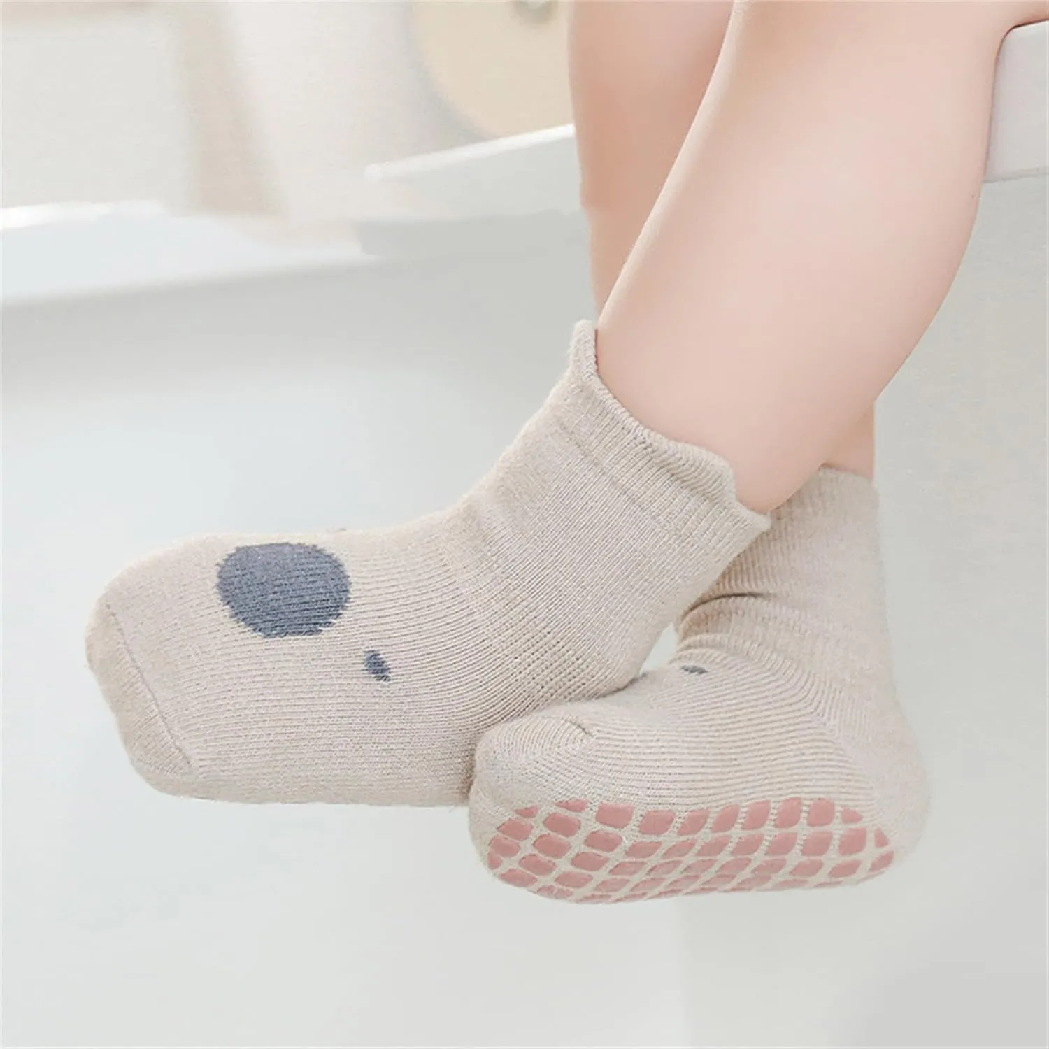 Toddler Non-Skid Socks with Grips Baby Girls Boys Anti-Slip Crew Cartoon Socks for Infants 10 Pairs