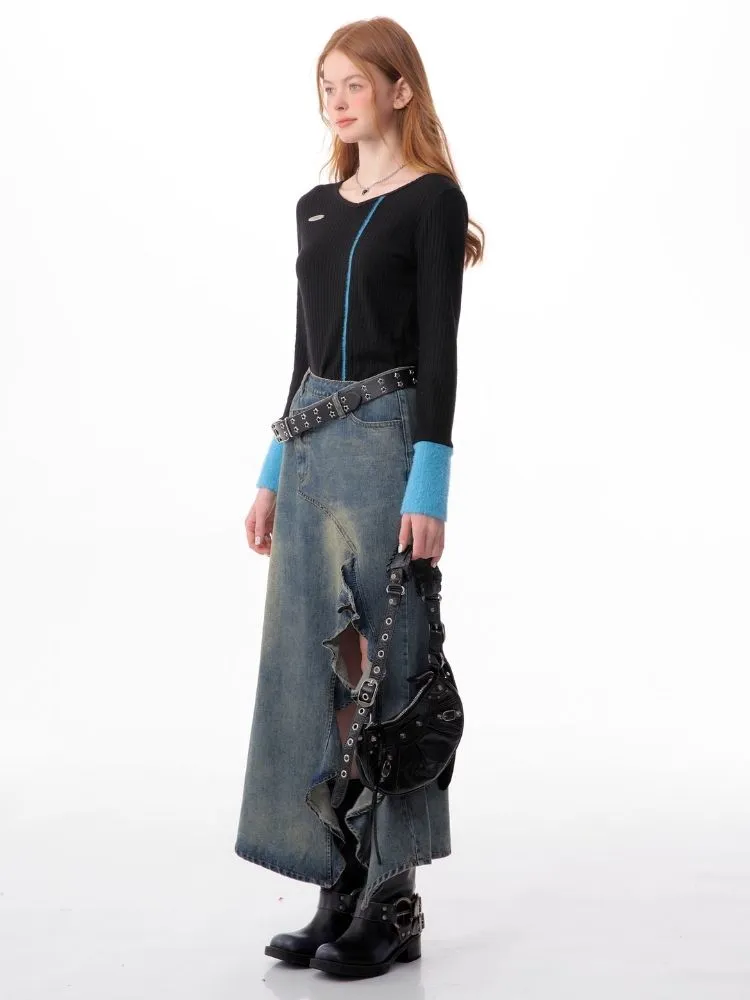 V-neck Long-sleeved blouse【s0000006170】