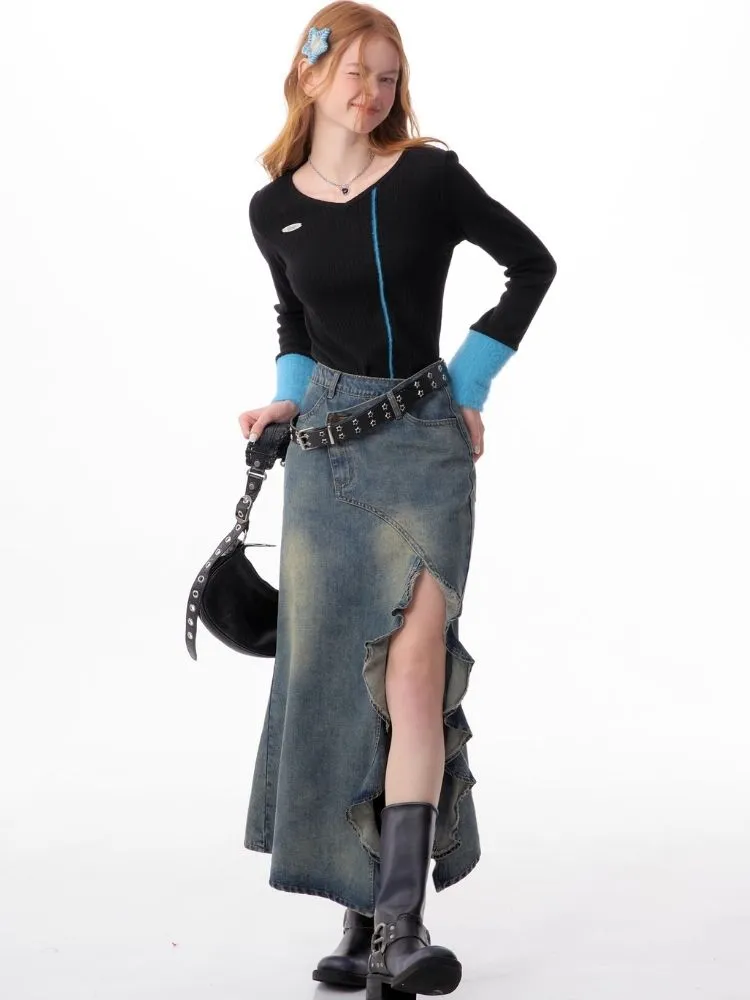 V-neck Long-sleeved blouse【s0000006170】