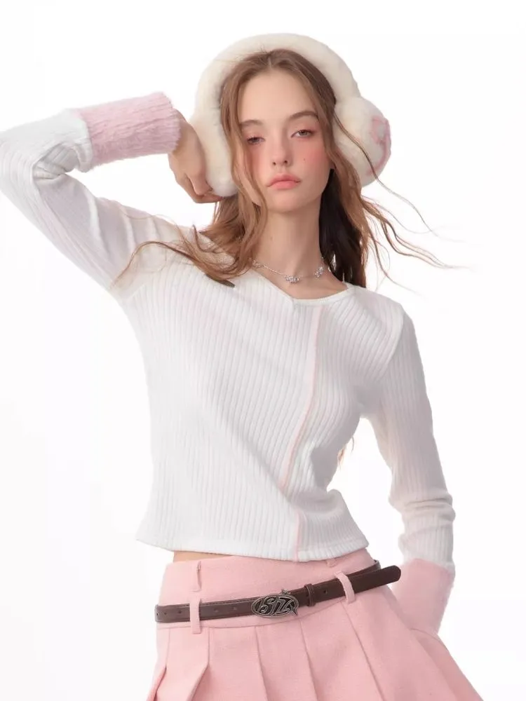 V-neck Long-sleeved blouse【s0000006170】